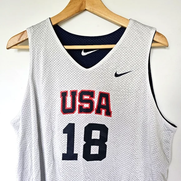 Vtg USA Basketball Reversible Team Issued Practice Jersey Nike XLT #18 Mesh Logo